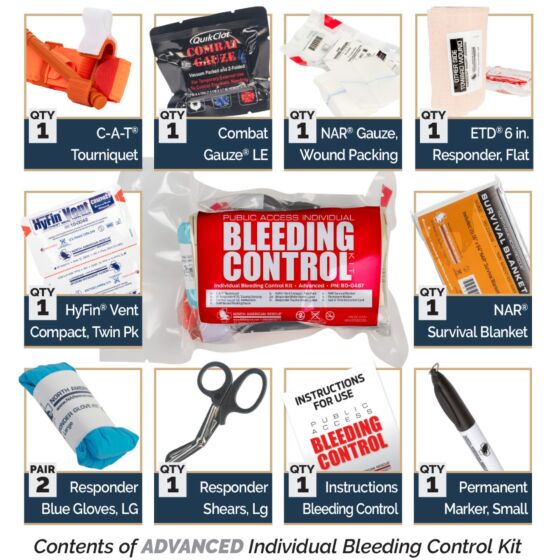 Public Access Individual Bleeding Control Kit - Vacuum Sealed - North American Rescue®