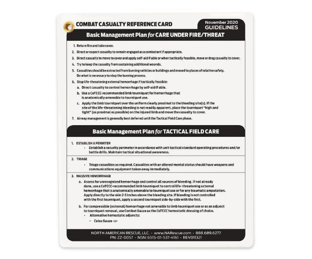 Combat Casualty Reference Card - North American Rescue®